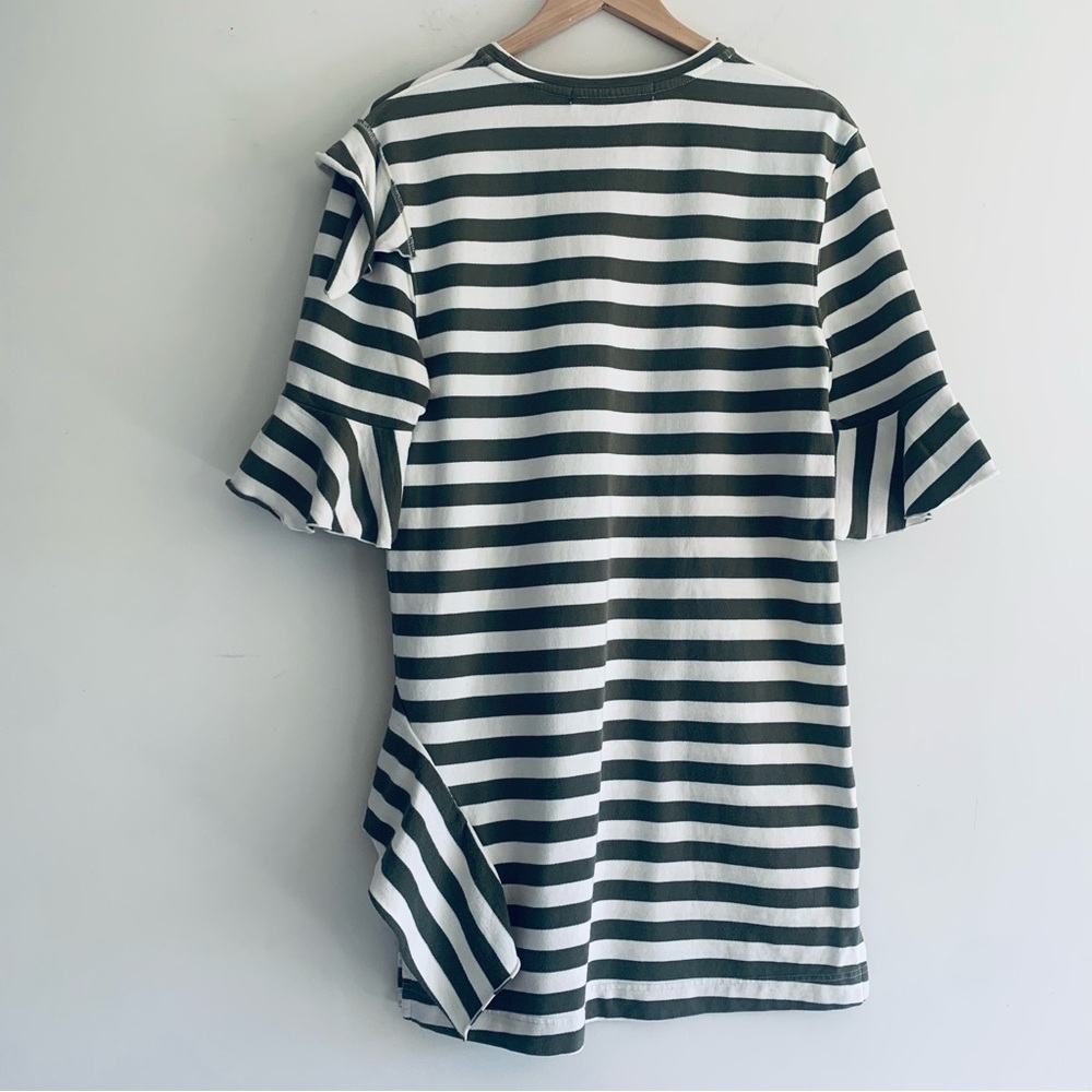 COOP by Frelise Cooper Khaki White Stripe Knee Length T Shirt Dress Women's SM - Picture 10 of 16